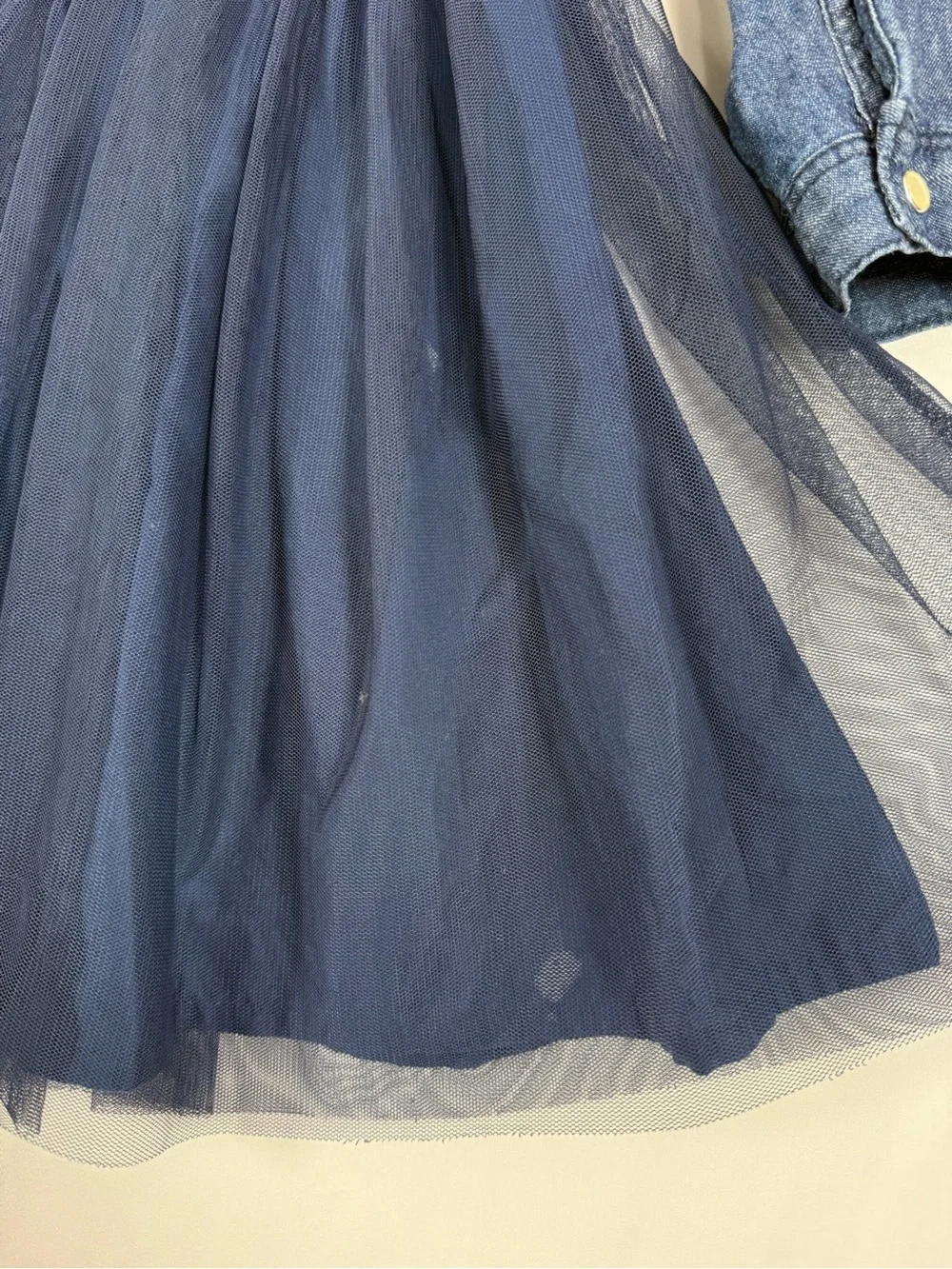 OSHKOSH B'GOSH Girls' Denim Shirt Chambray Tulle Dress Western Cowgirl Size 5T